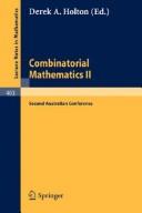 Cover of: Combinatorial mathematics by Australian Conference on Combinatorial Mathematics University of Melbourne 1973.