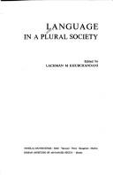 Cover of: Language in a plural society