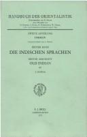 Cover of: Die Indischen Sprachen (Handbuch Der Orientalistik - Abteilung - Indien, Vol 1/1)