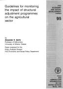 Cover of: Guidelines for monitoring the impact of structural adjustment programmes on the agricultural sector