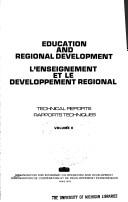Cover of: Education and regional development =: L'enseignement et le developpement regional