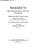 Cover of: Massada, Yigael Yadin Excavations 1963-1965