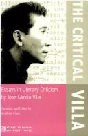 Cover of: Critical Villa by Jonathan Chua, Jose Garcia Villa