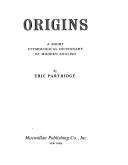 Origins by Eric Partridge