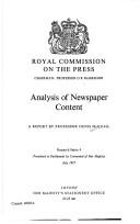 Analysis of newspaper content : a report ...