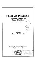 Cover of: Text As Pretext: Essays in Honour of Robert Davidson (Jsnt Supplement Series, No 138)