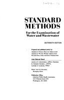 Cover of: Standard Methods for the Examination of Water and Wastewater by Arnold Greenberg