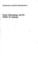 Social anthropology and the politics of language