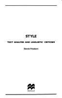 Cover of: Style: text analysis and linguistic criticism