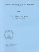 Cover of: A Critical Concordance to the Septuagint - Proverbs: Book 2 (The Computer Bible Volume 70)