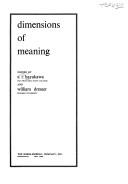 Cover of: Dimensions of Meaning (Composition and Rhetoric Ser.)