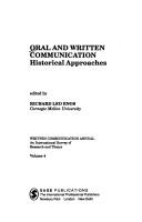 Cover of: Oral and Written Communication: Historical Approaches (SAGE Series on Written Communication)