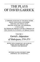 Cover of: The Plays of David Garrick, Volume 4: Garrick's Adaptations of Shakespeare, 1759 - 1773