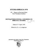 Cover of: Studia Biblica, 1978 III: Papers on Paul and Other New Testament   Authors (JSNT Supplement)