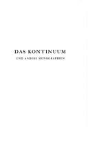 Cover of: Kontinuum, und andere Monographien