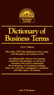 Cover of: Dictionary of Business Terms