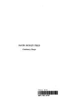 David Dudley Field by David Dudley Field, A. Reppy