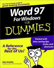 Cover of: Word 97 for Windows for dummies by Dan Gookin