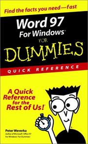 Cover of: Word 97 for Windows for Dummies Quick Reference by Peter Weverka