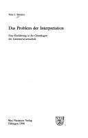 Cover of: Das Problem der Interpretation. Eine Einführung in die Grundlagen der Literaturwissenschaft.