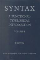 Cover of: Syntax: a Functional-Typological Introduction