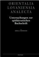 Cover of: Untersuchungen zur späthieratischen Buchschrift