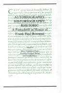 Cover of: Autobiography, Historiography, Rhetoric.A Festschrift in Honor of Frank Paul Bowman by his Colleagues, Friends and Former Students. (Faux Titre 87)