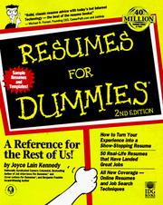 Cover of: Resumes for dummies by Joyce Lain Kennedy