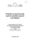 Cover of: Protection of personal data used for scientific research and statistics: recommendation no. R (83) 10