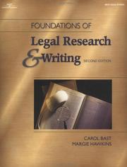 Cover of: Foundations of legal research and writing