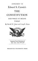 Edward S. Corwin's the Constitution and what it means today. Supplement [1976], Supreme Court decisions of 1973, 1974, 1975 and 1976