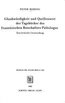 Glaubwurdigkeit und Quellenwert der Tagebücher des französischen Botschafters Paléologue by Herzog, Peter