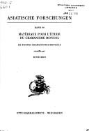 Cover of: Les matériaux pour l'étude du chamanisme mongol