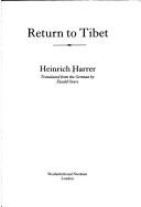 Cover of: Return to Tibet