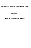Cover of: Predicate agreement in Russian
