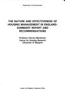 The nature and effectiveness of housing management in England : summary report and recommendations