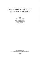 An Introduction to Homotopy Theory by Peter Hilton