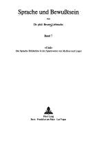 Cover of: Sprache und Bewusstsein, Bd. 7: "Und". Die Sprache Hölderlins in der Spannweite von Mythos und Logos