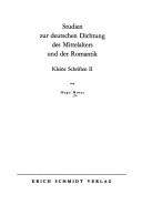 Cover of: Studien zur deutschen Dichtung des Mittelalters und der Romantik