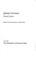 Cover of: Denise Levertov: selected criticism