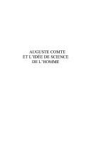 Cover of: Auguste Comte et l'idée de science de l'homme