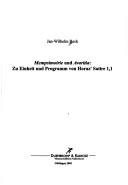 Cover of: G ottinger Forum für Altertumswissenschaft: Beihefte, Band 13: Mempsimoirie und Avaritia: zu Einheit und Programm von Horaz' Satire