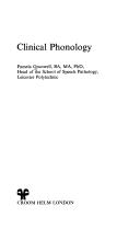 Clinical phonology by Pamela Grunwell