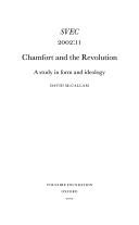Chamfort and the revolution : a study in form and ideology