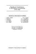 Cover of: Seminal Research Papers (Contributions to the History of Psychology, No 11)