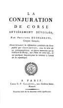 Cover of: conjuration de Corse: et divers mémoires sur la trahison de Paoly, sur létat de cette isle, et sur quelques moyens pour la ramener à l'unité de la République