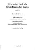 Cover of: Allgemeines Landrecht für die preussischen Staaten von 1794