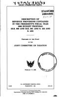 Cover of: Description of revenue provisions contained in the President's fiscal year 1996 budget proposal (H.R. 980 and H.R. 981 and S. 452 and S. 453)