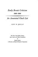 Cover of: Emily Brontë criticism, 1900-1968: an annotated check list