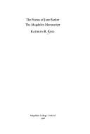 The poems of Jane Barker : the Magdalen manuscript